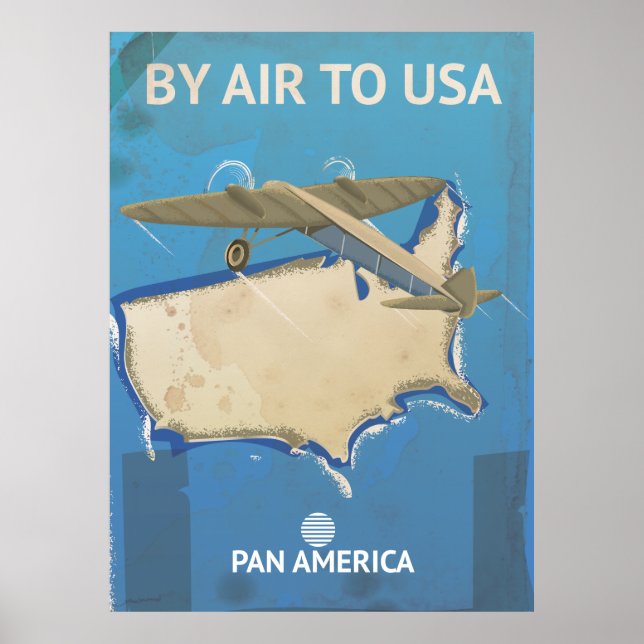 Pôster Cartaz de Viagem Antigo dos EUA (Frente)