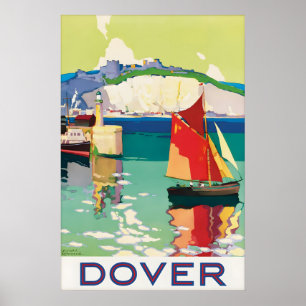 Poster Cartaz de Viagem Antigo Dover Inglaterra Falésias 