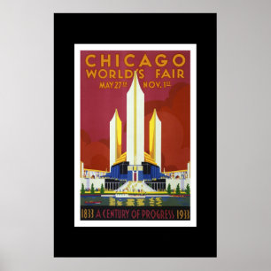 Pôster Cartaz de Viagem Antigo Feira Mundial de Chicago