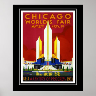 Pôster Cartaz de Viagem Antigo Feira Mundial de Chicago G