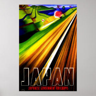 Pôster Cartaz de Viagem Antigo Ferrovias do Japão 2