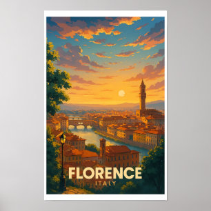 Poster Cartaz de Viagem Antigo Florença Itália - Pôr do S