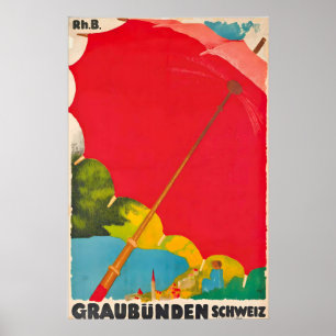 Poster Cartaz de Viagem Antigo Graubünden Suíça