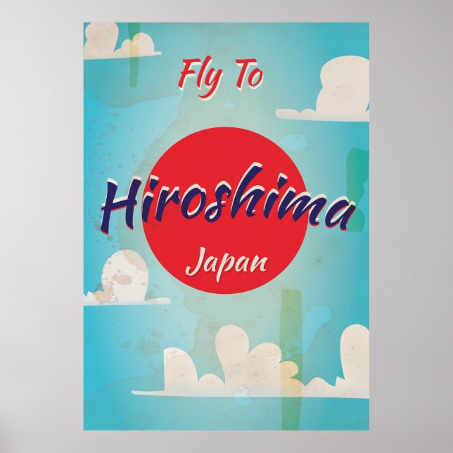 Pôster Cartaz de Viagem Antigo Hiroshima Japão (Frente)