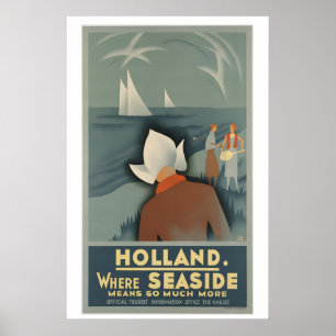 Poster Cartaz de Viagem Antigo Holanda Beira-Mar Holanda