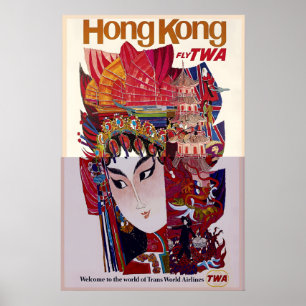 Poster Cartaz de Viagem Antigo Hong Kong Ásia Mundo Viage