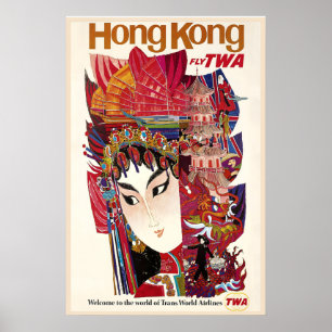 Poster Cartaz de Viagem Antigo Hong Kong China Ásia