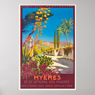 Poster Cartaz de Viagem Antigo Hyères Mediterrâneo França