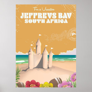 Pôster Cartaz de viagem antigo Jeffreys Bay África do Sul