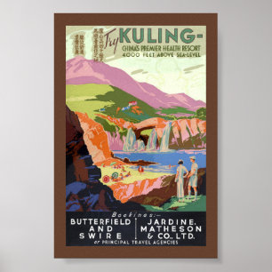 Poster Cartaz de Viagem Antigo Kuling China Restaurado