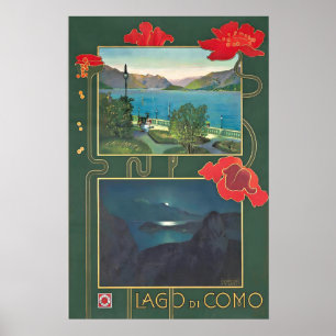 Poster Cartaz de Viagem Antigo Lago Como Lombardia Itália