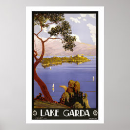 Poster Cartaz de Viagem Antigo Lago Garda Itália