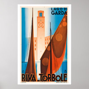 Poster Cartaz de Viagem Antigo Lago Garda Riva Torbole