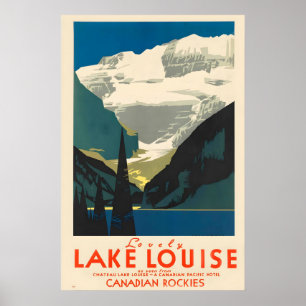 Poster Cartaz de Viagem Antigo Lago Louise Canadá