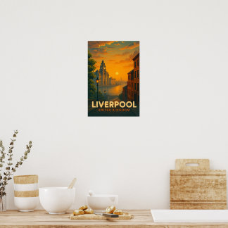 Poster Cartaz de Viagem Antigo Liverpool Inglaterra