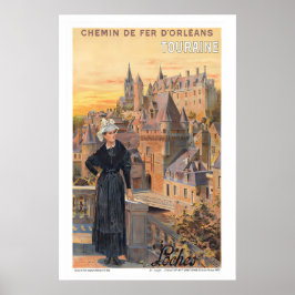 Poster Cartaz de Viagem Antigo Loches Touraine França