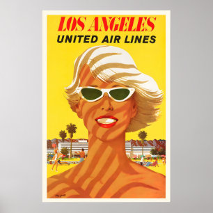 Poster Cartaz de Viagem Antigo Los Angeles LA EUA América