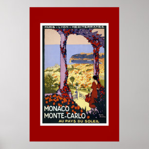 Poster Cartaz de Viagem Antigo Mônaco Monte Carlo
