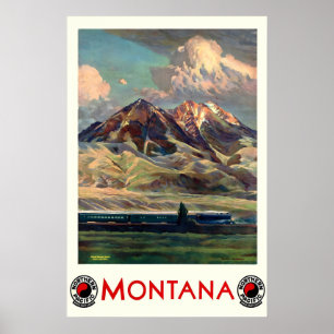 Poster Cartaz de Viagem Antigo Montana Estados Unidos