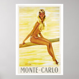 Poster Cartaz de Viagem Antigo Monte Carlo Mônaco
