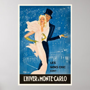 Poster Cartaz de Viagem Antigo Monte Carlo Mônaco