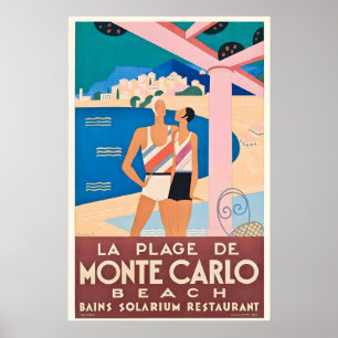 Poster Cartaz de Viagem Antigo Monte Carlo Mônaco
