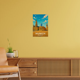 Poster Cartaz de Viagem Antigo Munique Alemanha