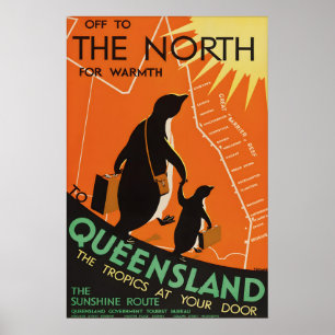 Poster Cartaz de Viagem Antigo Queensland Austrália Barre