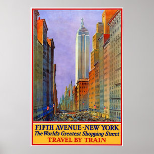 Pôster Cartaz de Viagem Antigo Quinta Avenida Nova York