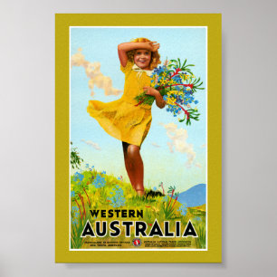 Poster Cartaz de Viagem Antigo Restaurado da Austrália Oc