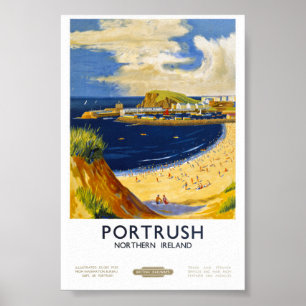 Poster Cartaz de Viagem Antigo Restaurado Portrush Irland
