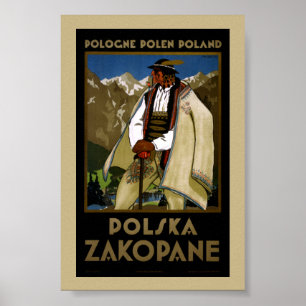 Poster Cartaz de Viagem Antigo Restaurado Zakopane Polôni