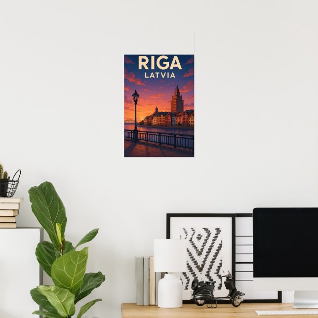 Poster Cartaz de Viagem Antigo Riga Letônia (Escritório em casa)