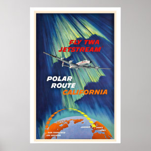 Poster Cartaz de Viagem Antigo Rota Polar Califórnia