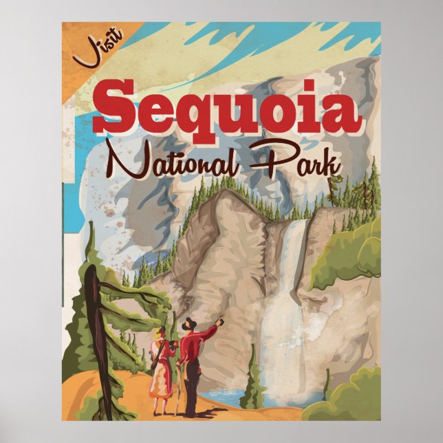 Pôster Cartaz de Viagem Antigo Sequoia. (Frente)