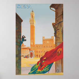 Poster Cartaz de Viagem Antigo Siena Itália, Piazza