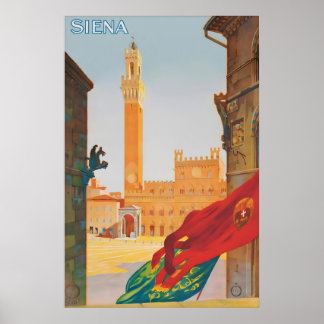 Poster Cartaz de Viagem Antigo Siena Itália, Piazza