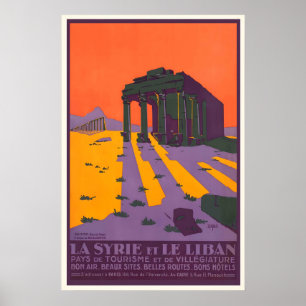 Poster Cartaz de Viagem Antigo Síria Palmira Líbano Impre
