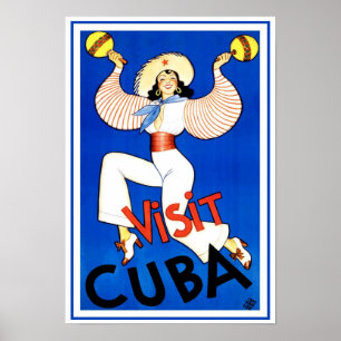 Poster Cartaz de Viagem Antigo, Visite Havana Cuba, Marac