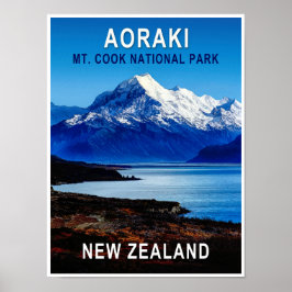 Poster Cartaz de Viagem Aoraki Nova Zelândia