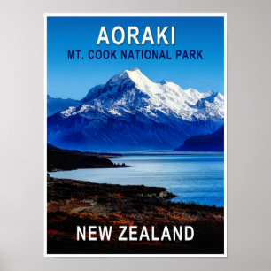Poster Cartaz de Viagem Aoraki Nova Zelândia
