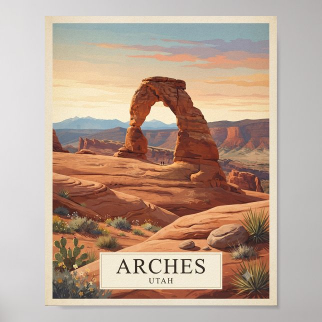Poster Cartaz de Viagem Arches Vintage Utah (Frente)