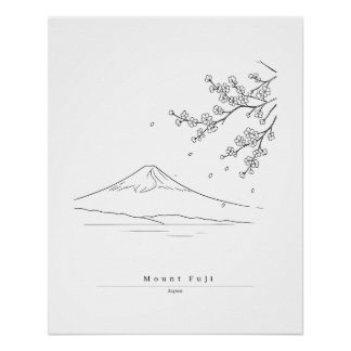 Pôster Cartaz de Viagem Arte de Linha Minimalista Monte F