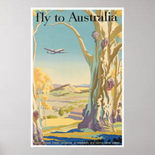 Poster Cartaz de Viagem Austrália Arte Australiana Vintag