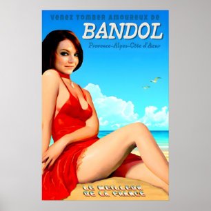 Poster Cartaz de Viagem Bandol Cote D'Azur França