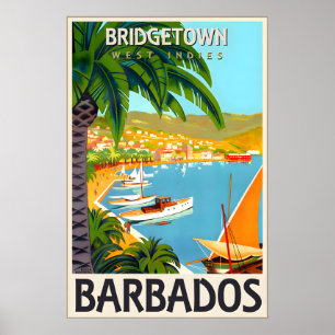 Poster Cartaz de Viagem Barbados Bridgetown Índias Ociden