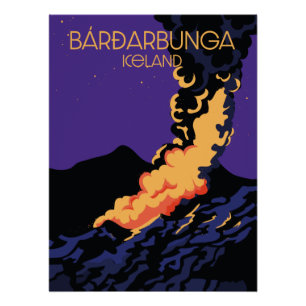 Pôster Cartaz de viagem Bárðarbunga, Islândia.