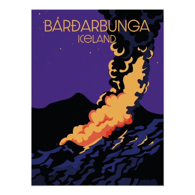 Pôster Cartaz de viagem Bárðarbunga, Islândia. (Frente)