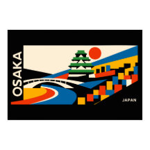 Cartaz de Viagem Bauhaus Osaka Japão Castelo Geomé
