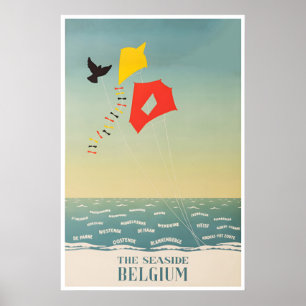 Poster Cartaz de Viagem Bélgica Praias Arte Cidades à Bei